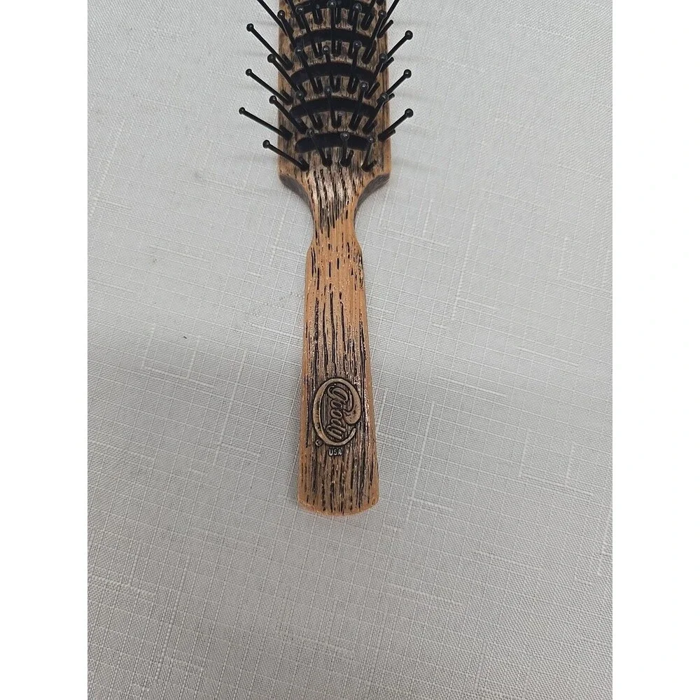 Vintage Goody Nylon Bristles Smoothing Hair Brush Brown Faux Wood Grain 7.75”